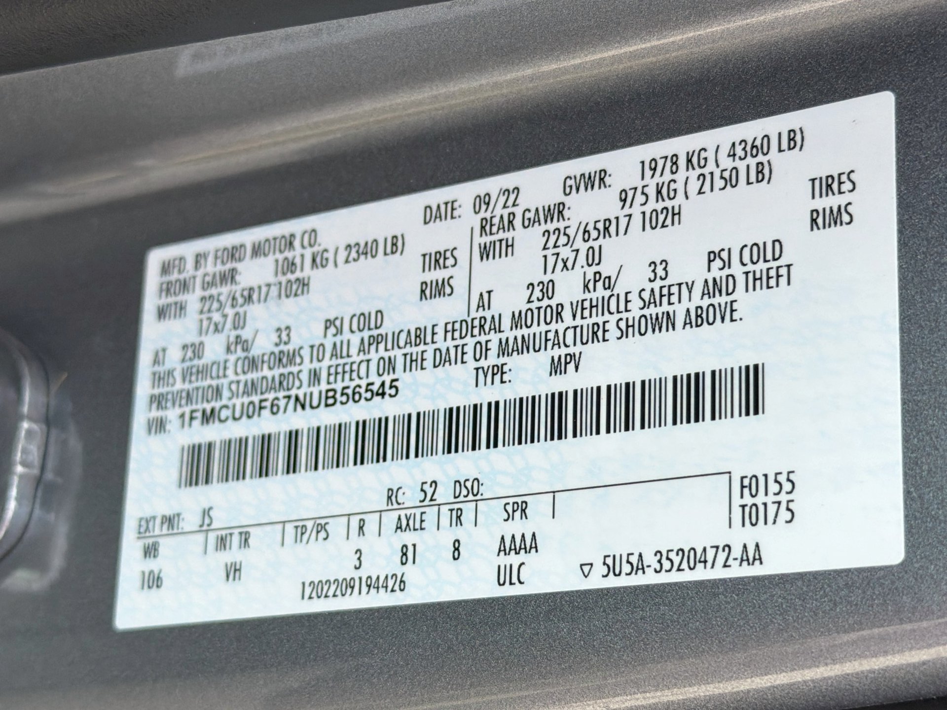 Certified 2022 Ford Escape S FWD image 33