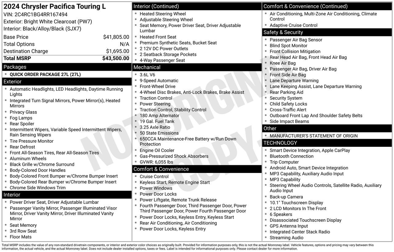 Used 2024 Chrysler Pacifica Touring-L FWD image 46