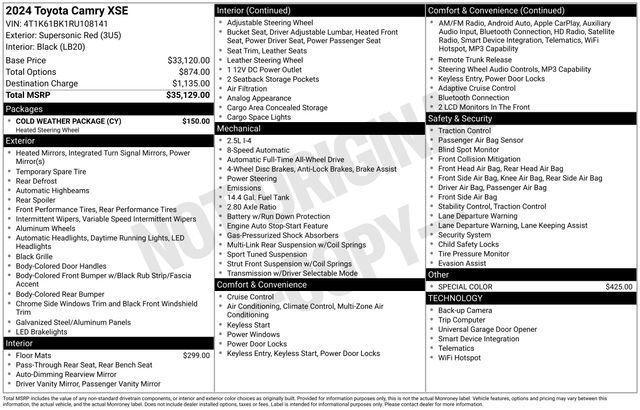Used 2024 Toyota Camry XSE w/ Cold Weather Package AWD/4WD image 35