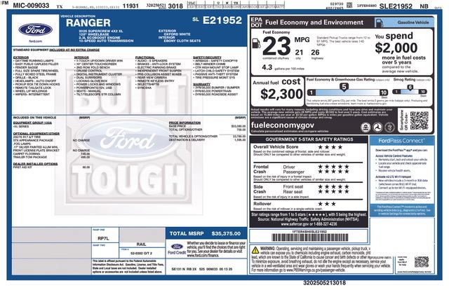 Certified 2025 Ford Ranger XL w/ Trailer Tow Package RWD image 5
