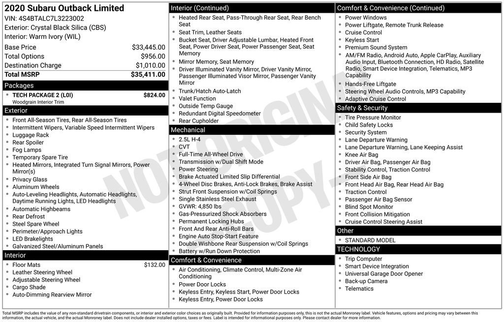 Used 2020 Subaru Outback Limited w/ Tech Package 2 image 33