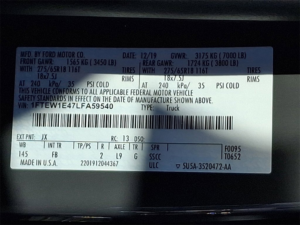 Certified 2020 Ford F150 XLT w/ Equipment Group 302A Luxury image 28