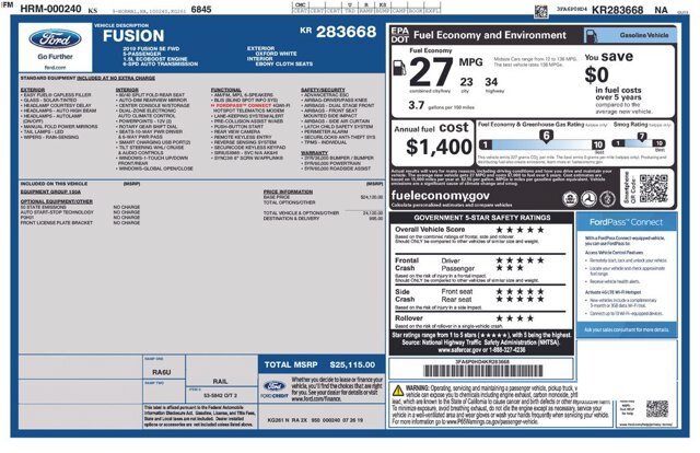 Certified 2019 Ford Fusion SE FWD image 2