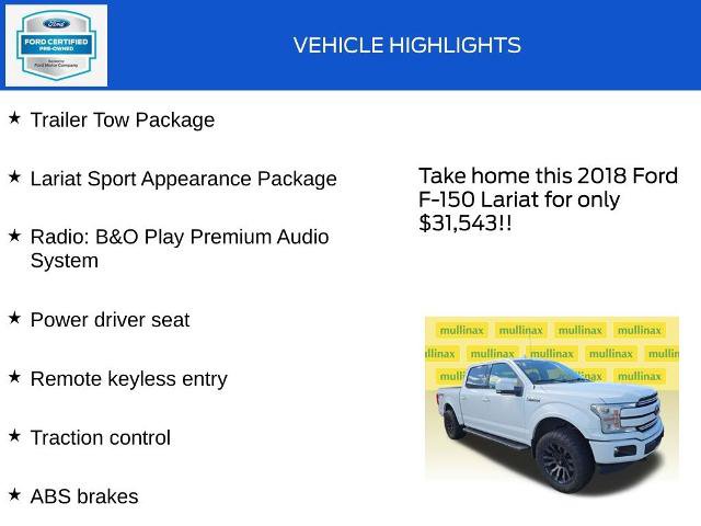 Certified 2018 Ford F150 Lariat w/ Equipment Group 502A Luxury AWD/4WD image 18