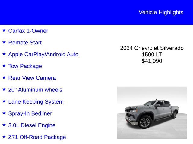 Used 2024 Chevrolet Silverado 1500 LT w/ Z71 Off-Road Package AWD/4WD image 2