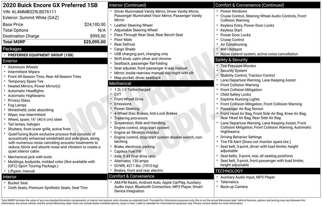 Used 2020 Buick Encore GX Preferred image 10