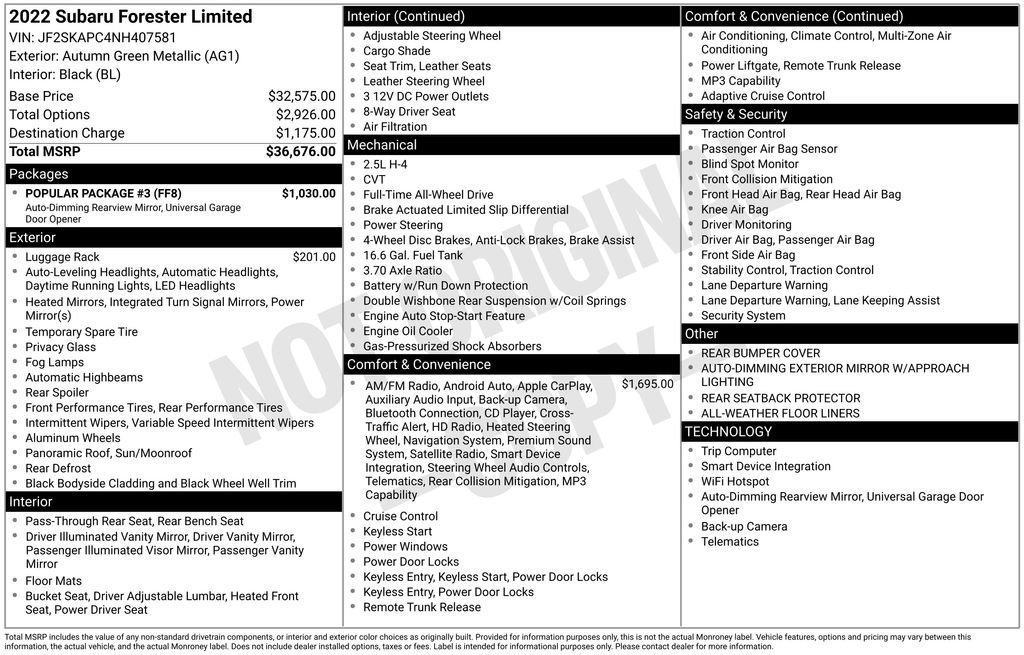 Used 2022 Subaru Forester Limited w/ Popular Package #3 image 10