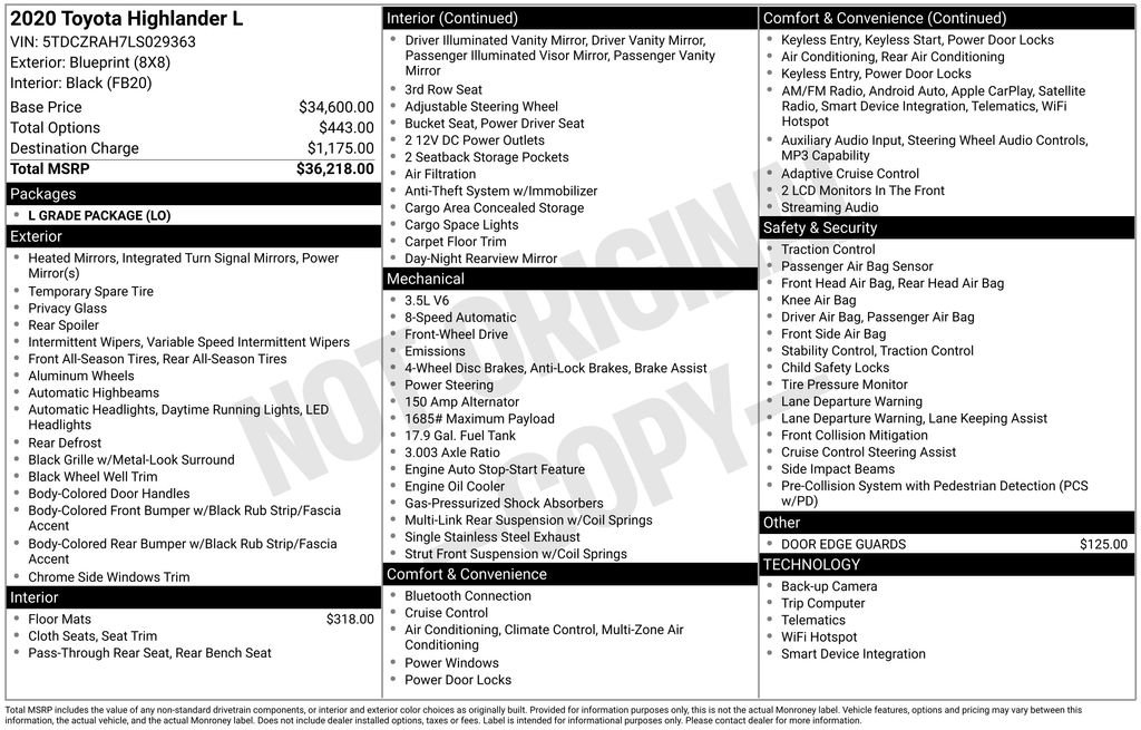 Used 2020 Toyota Highlander L FWD image 5