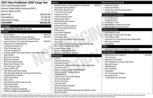 Used 2021 RAM ProMaster 2500 FWD image 5