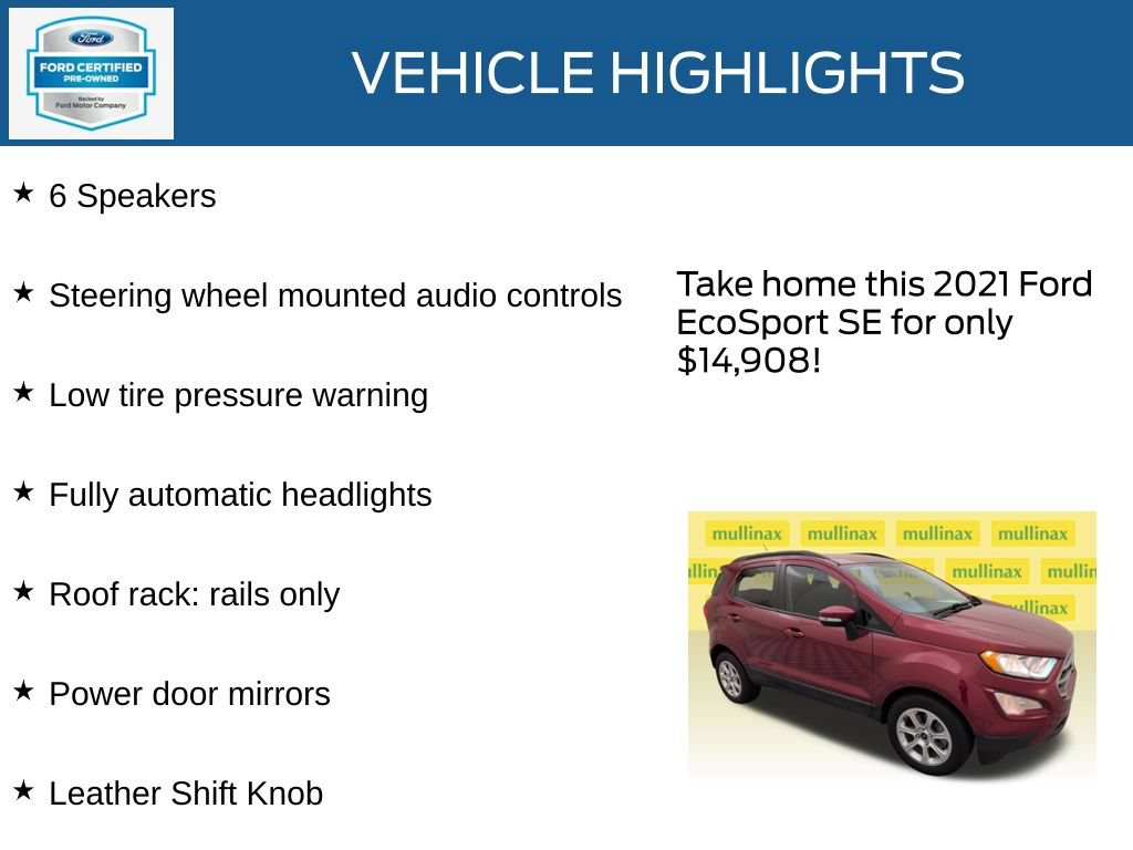 Certified 2021 Ford EcoSport SE FWD image 23