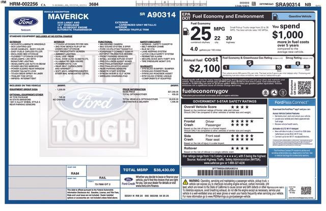 Certified 2025 Ford Maverick Lariat w/ 4K Tow Package image 36