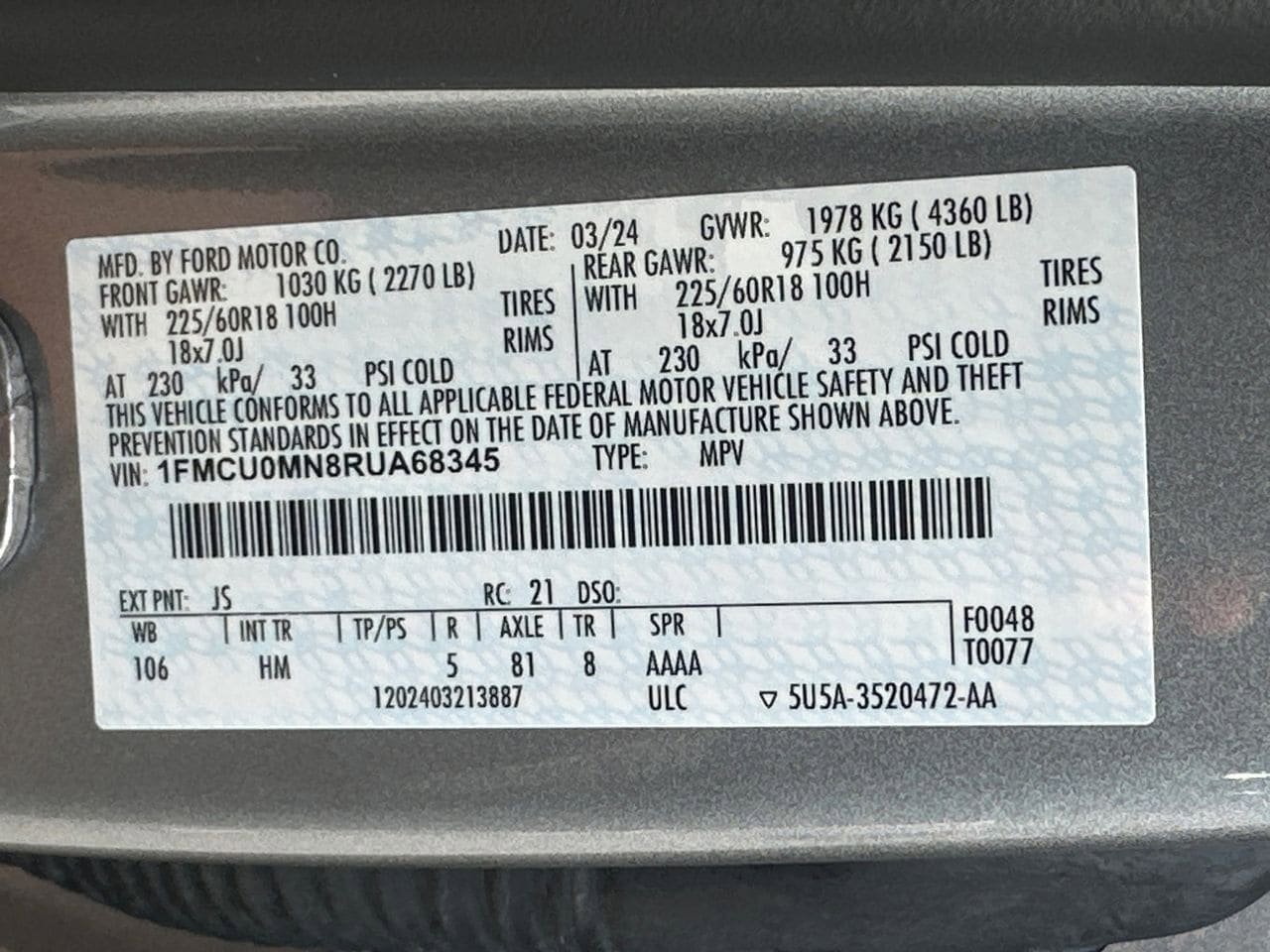 Certified 2024 Ford Escape ST-Line w/ Tech Pack #1 FWD image 35