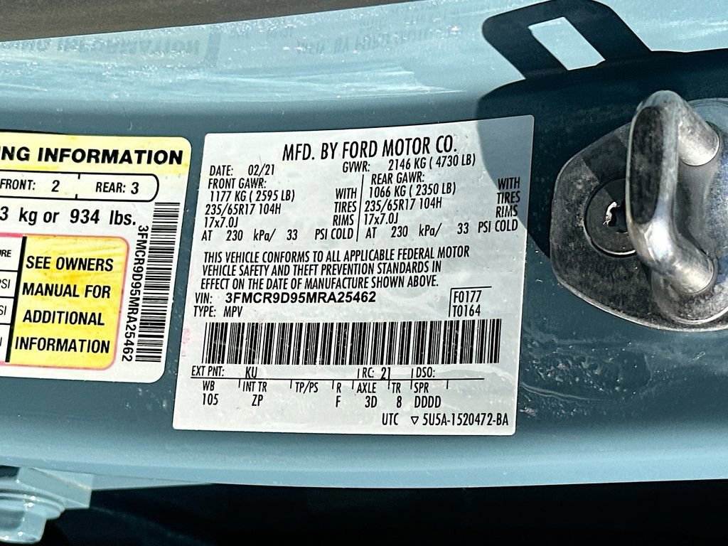 Certified 2021 Ford Bronco Sport Badlands w/ Badlands Package image 27