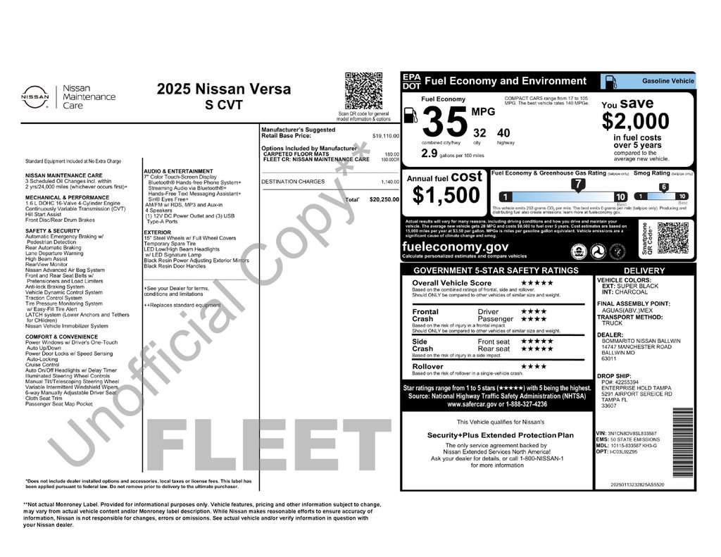 Used 2025 Nissan Versa S FWD image 5