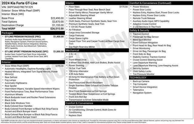Used 2024 Kia Forte GT-Line w/ GT-Line Premium Package FWD image 2