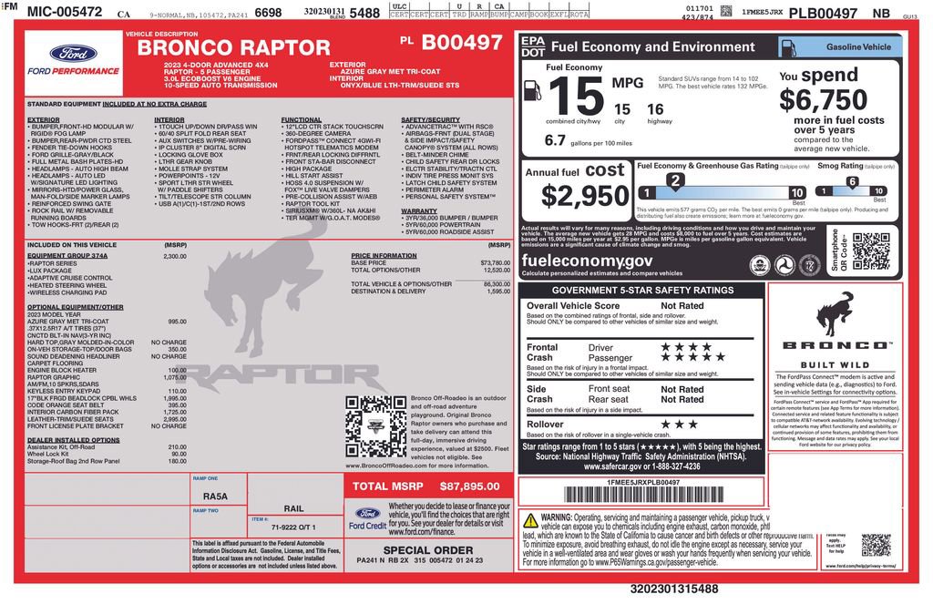 Certified 2023 Ford Bronco Raptor AWD/4WD image 2