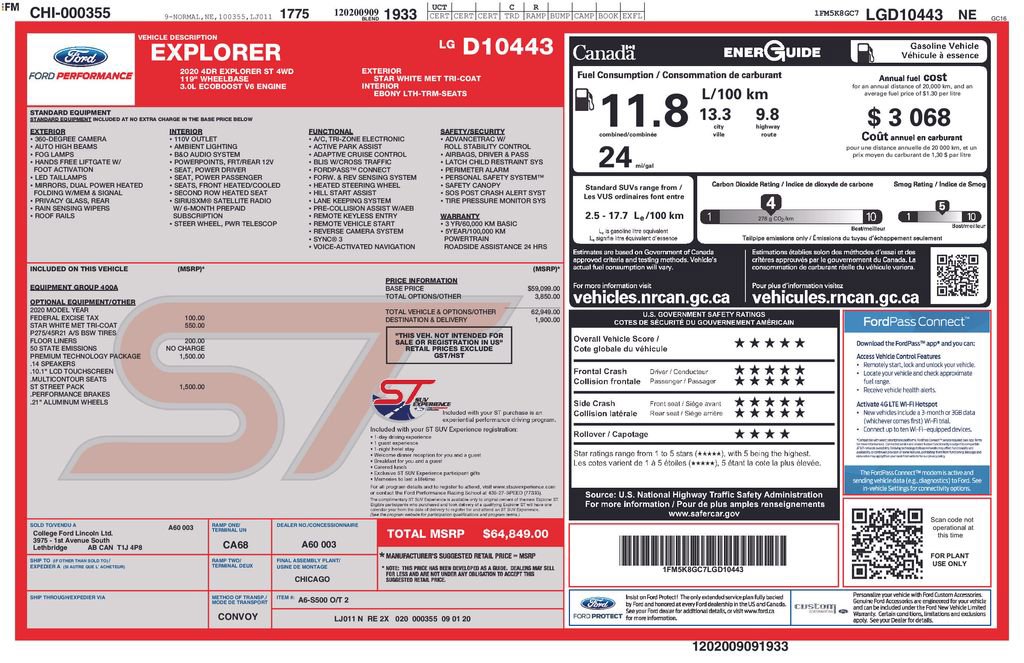 Certified 2020 Ford Explorer ST w/ ST Street Pack AWD/4WD image 2