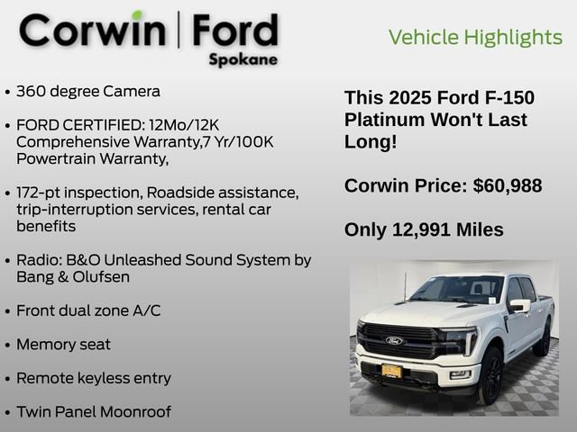 Certified 2025 Ford F150 Platinum AWD/4WD image 7