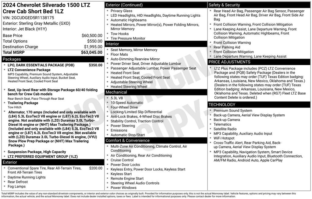 Used 2024 Chevrolet Silverado 1500 LTZ w/ LPO, Dark Essentials Package AWD/4WD image 28