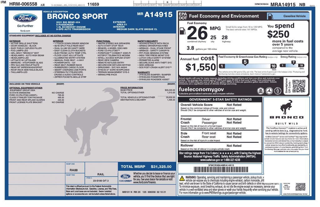 Certified 2021 Ford Bronco Sport Big Bend AWD/4WD image 55