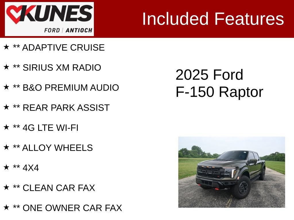Certified 2025 Ford F150 Raptor w/ Equipment Group 803A Raptor R AWD/4WD image 4