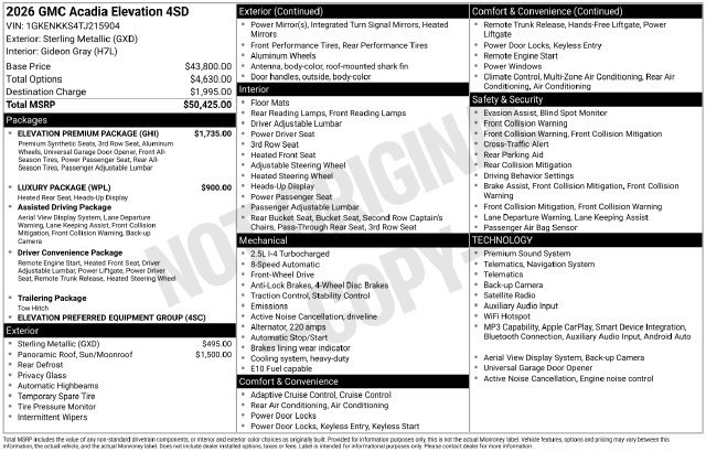 Used 2026 GMC Acadia Elevation w/ Elevation Premium Package FWD image 40