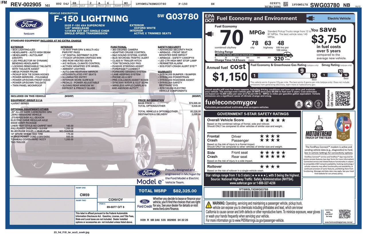 Certified 2025 Ford F150 Lightning Lariat AWD/4WD image 36