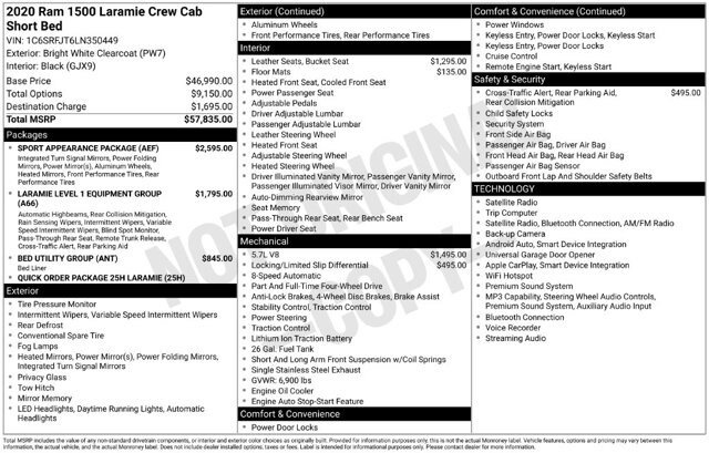 Used 2020 RAM 1500 Laramie w/ Sport Appearance Package AWD/4WD image 30
