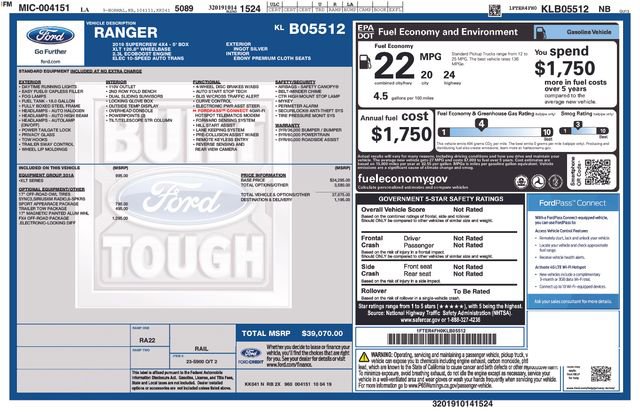 Certified 2019 Ford Ranger XLT w/ FX4 Off-Road Package AWD/4WD image 5