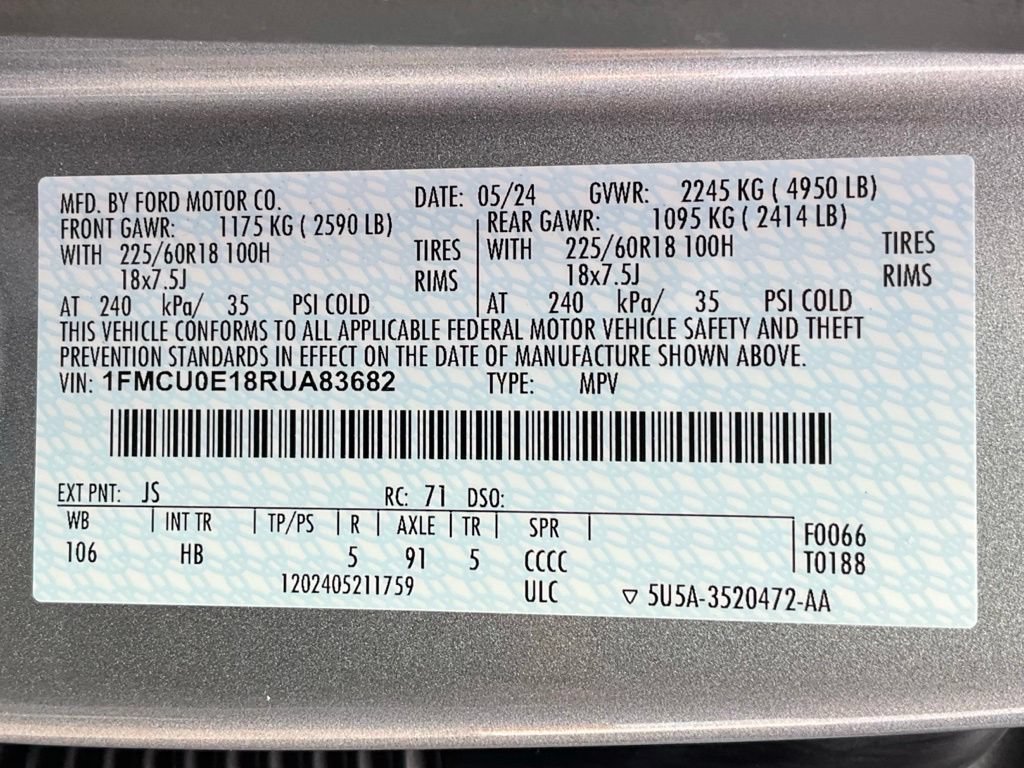 Certified 2024 Ford Escape SE FWD image 51