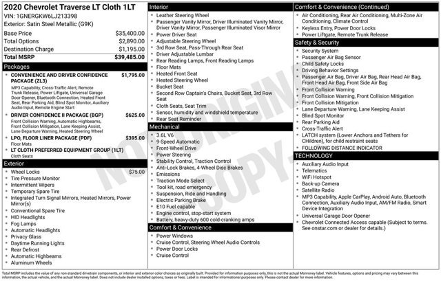 Used 2020 Chevrolet Traverse LT FWD image 2