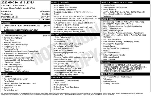 Used 2022 GMC Terrain SLE image 3