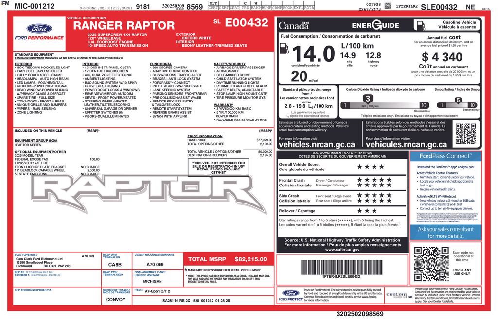 Certified 2025 Ford Ranger Raptor AWD/4WD image 47
