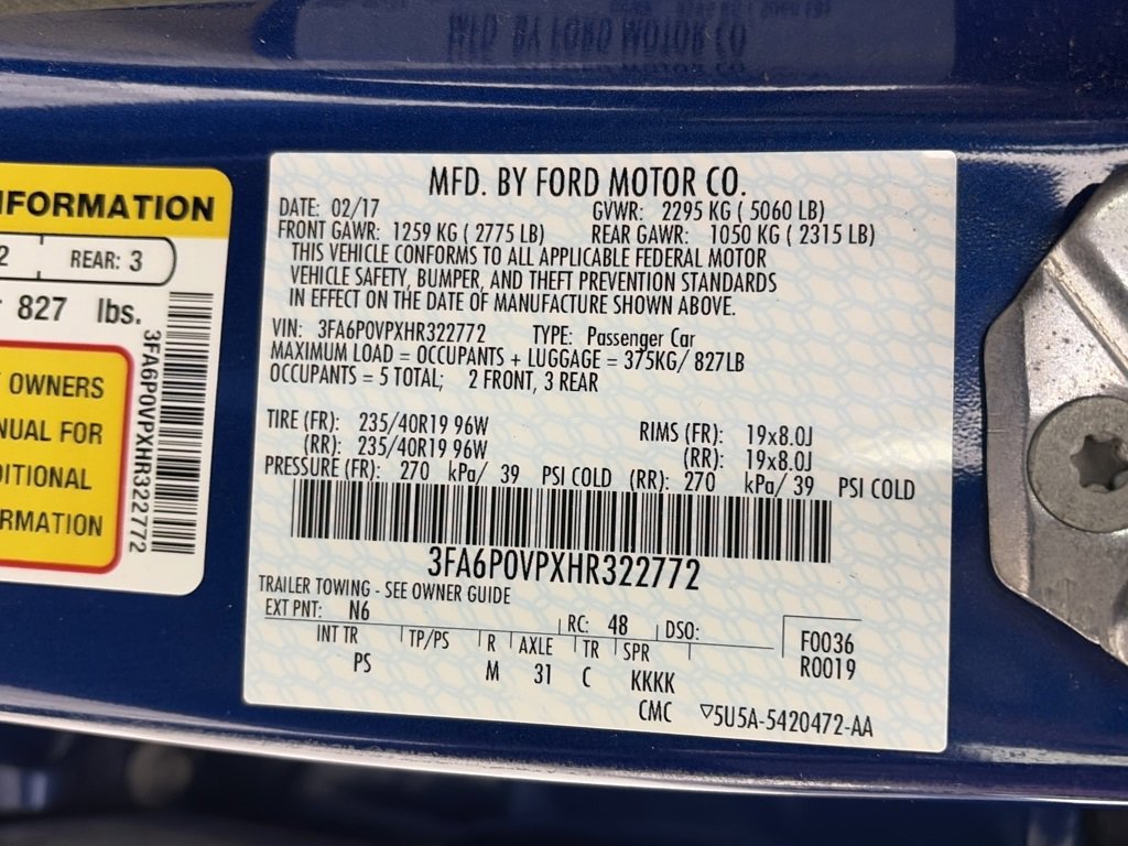 Certified 2017 Ford Fusion Sport w/ Equipment Group 401A image 9