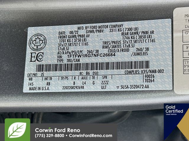 Certified 2022 Ford F150 Raptor w/ Raptor 37 Performance Package AWD/4WD image 36