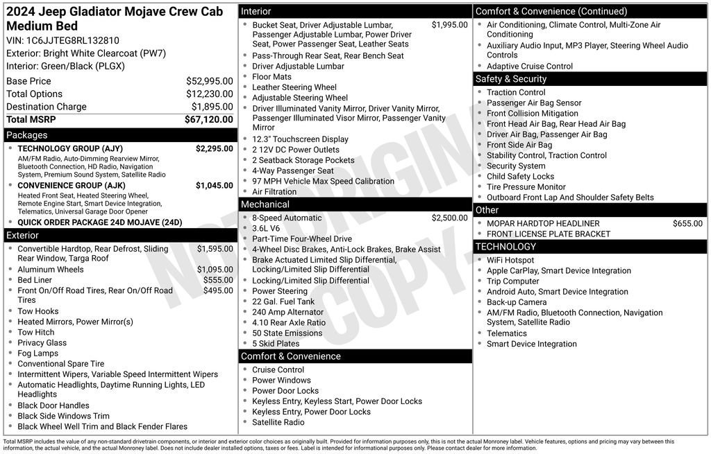 Used 2024 Jeep Gladiator Mojave w/ Technology Group image 13