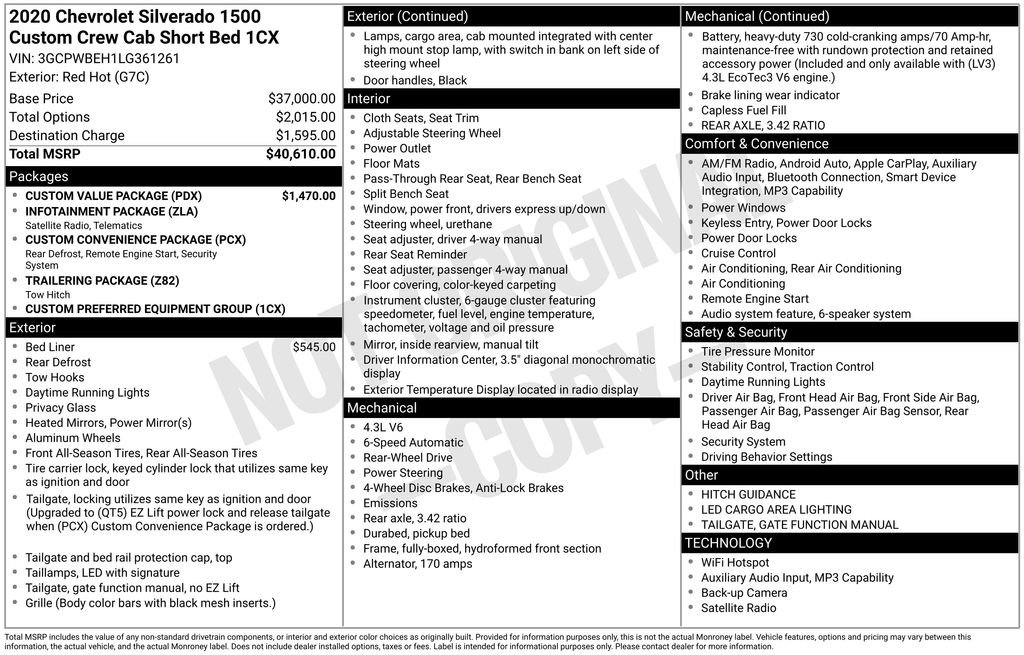 Used 2020 Chevrolet Silverado 1500 Custom w/ Custom Value Package RWD image 32