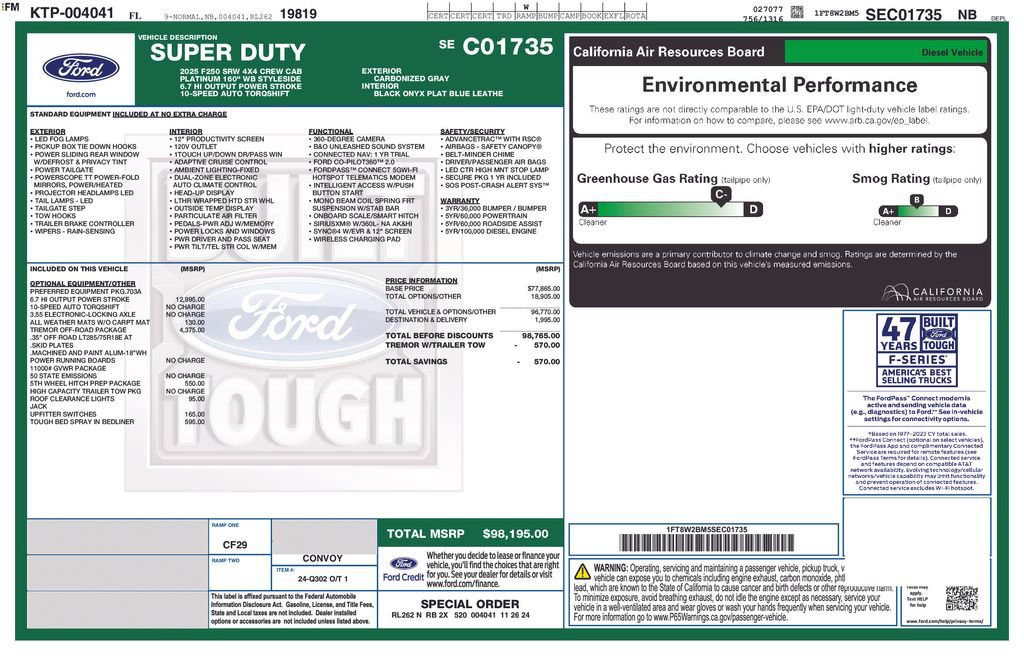 Certified 2025 Ford F250 Platinum w/ Tremor Off-Road Package AWD/4WD image 6