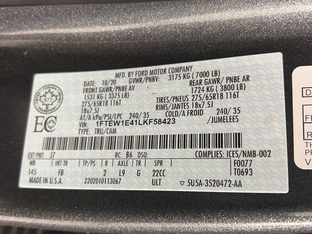 Certified 2020 Ford F150 XLT w/ Equipment Group 301A Mid AWD/4WD image 9