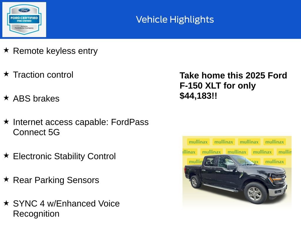Certified 2025 Ford F150 XLT w/ Equipment Group 301A Standard AWD/4WD image 17