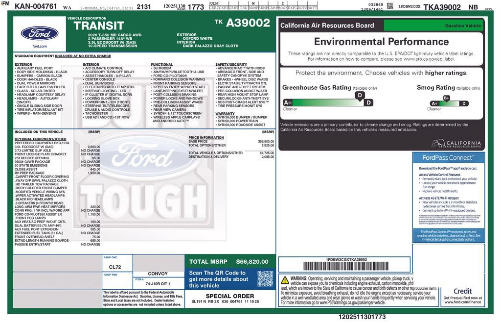 Certified 2026 Ford Transit 350 148 Medium Roof AWD w/ RV Prep Package image 7