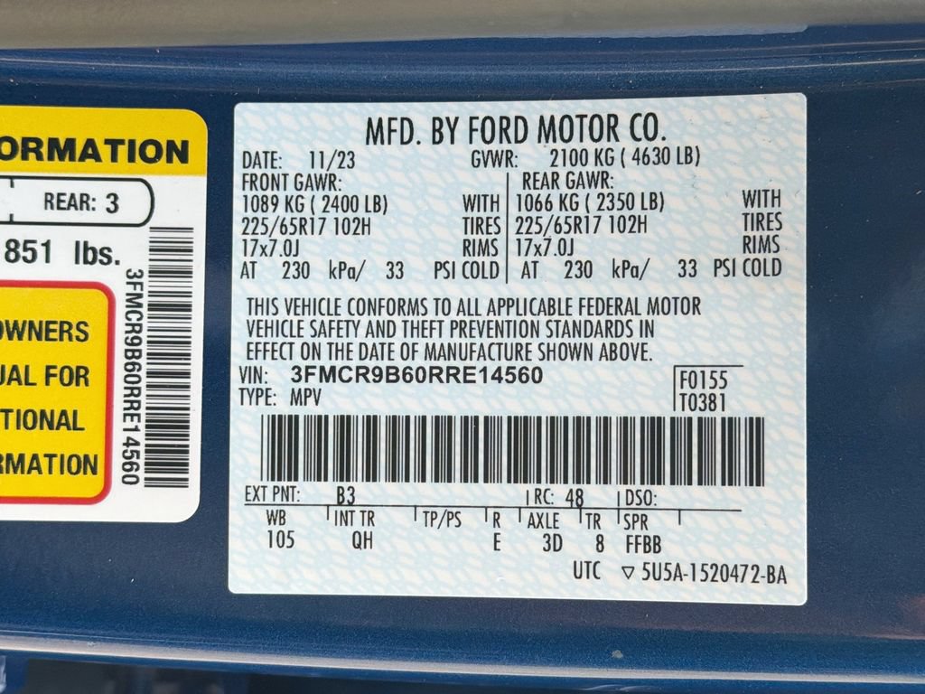 Certified 2024 Ford Bronco Sport Big Bend w/ Convenience Package AWD/4WD image 33