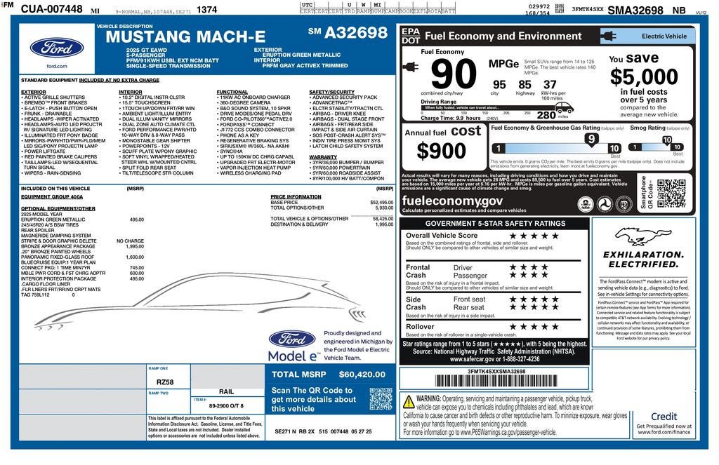 Certified 2025 Ford Mustang Mach-E GT w/ Bronze Appearance Package AWD/4WD image 44