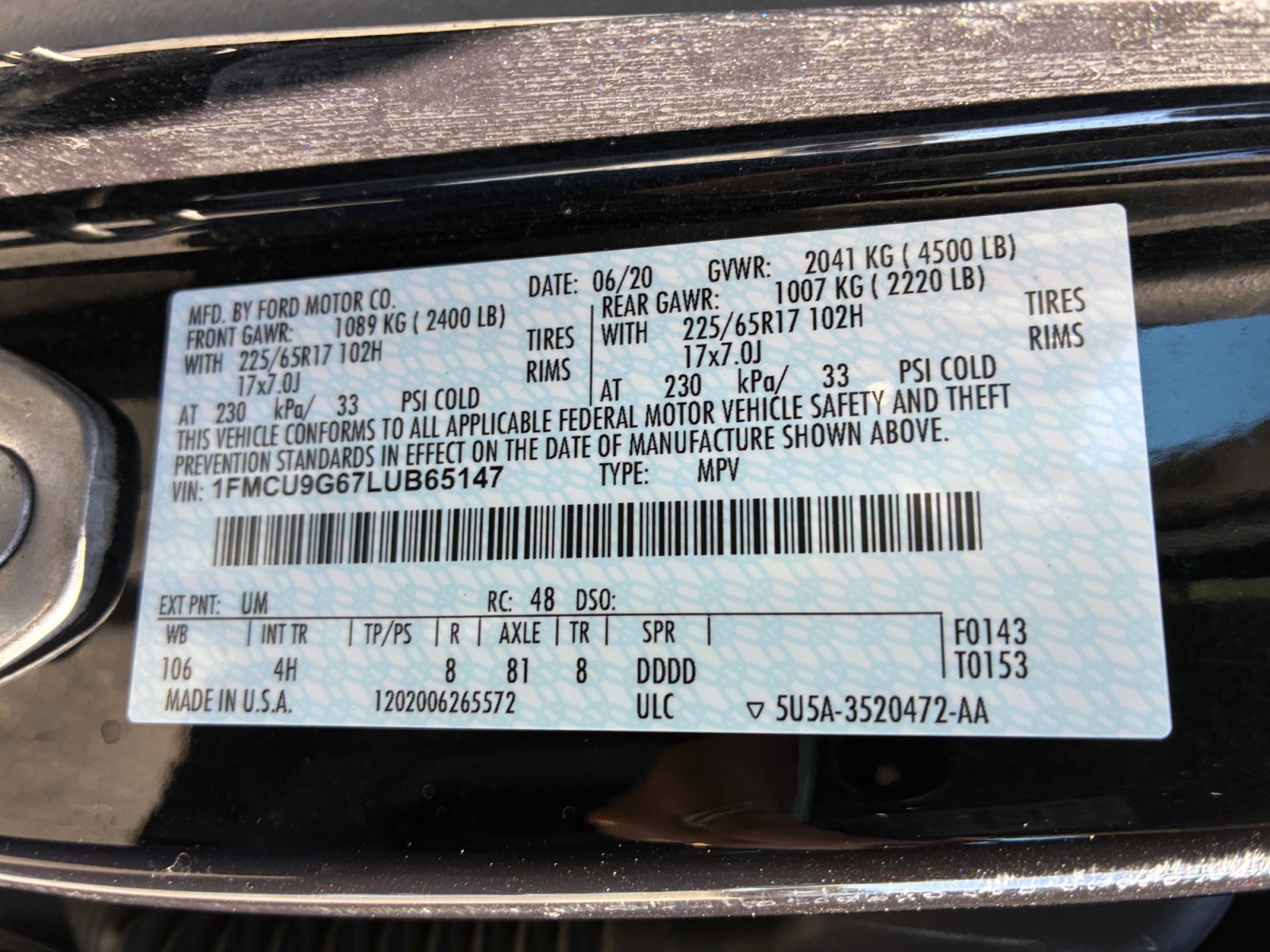 Certified 2020 Ford Escape SE AWD/4WD image 25
