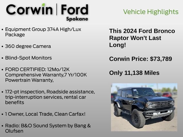 Certified 2024 Ford Bronco Raptor AWD/4WD image 7
