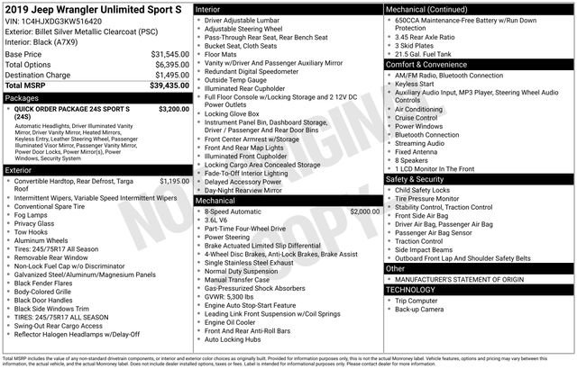 Used 2019 Jeep Wrangler Unlimited Sport S image 34