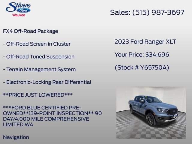 Certified 2023 Ford Ranger XLT w/ Equipment Group 302A High AWD/4WD image 28