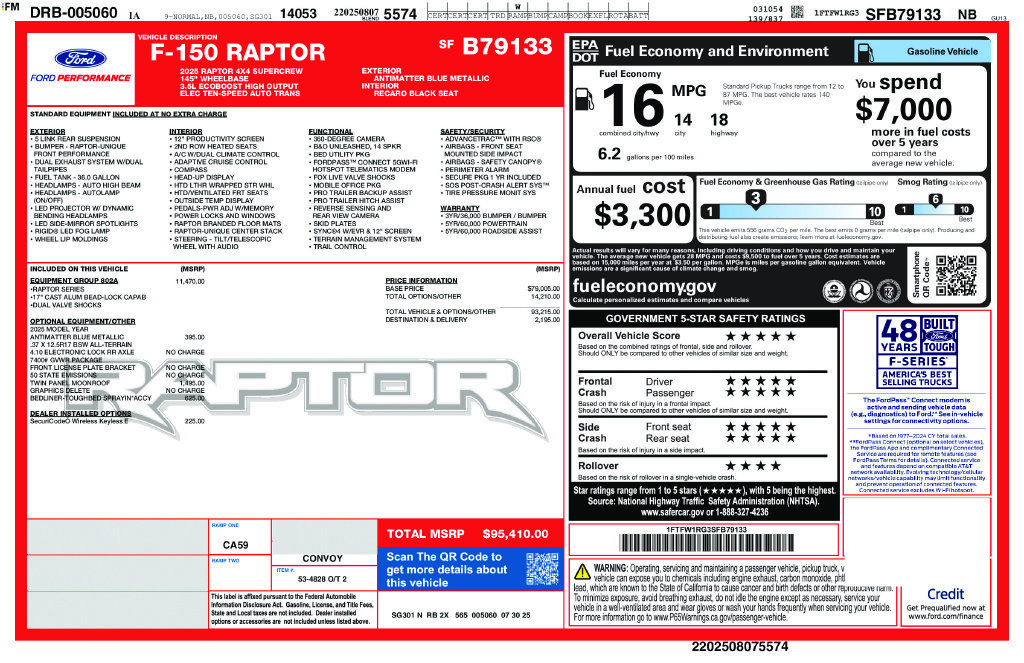 Certified 2025 Ford F150 Raptor AWD/4WD image 3