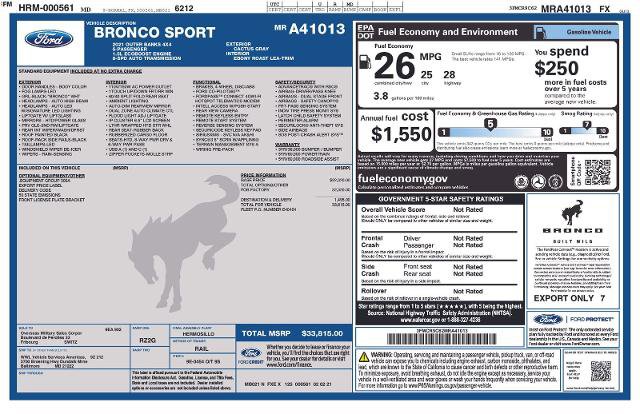 Certified 2021 Ford Bronco Sport Outer Banks AWD/4WD image 29
