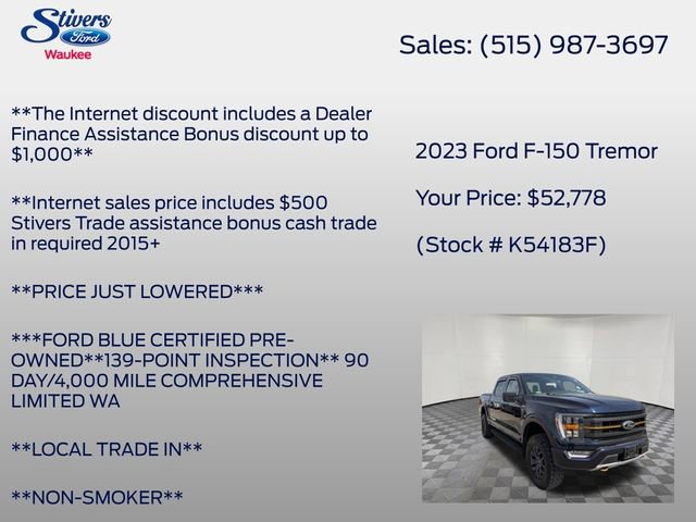 Certified 2023 Ford F150 Tremor w/ Trailer Tow Package AWD/4WD image 16